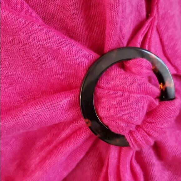 Banana Republic 100% linen lightweight magenta pink top with tortoise detail S - Picture 9 of 9
